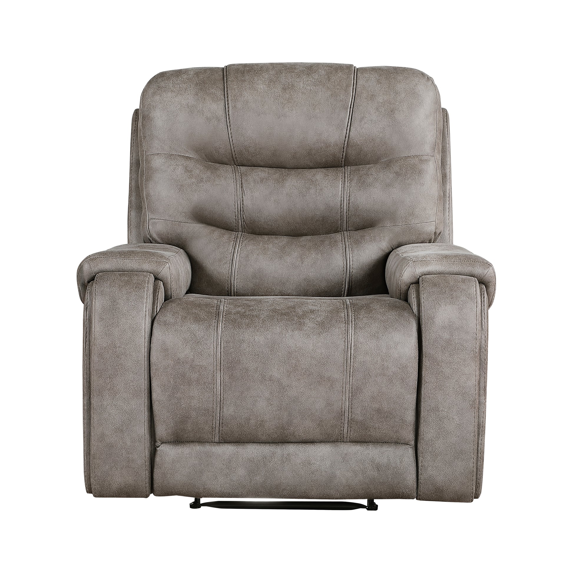 Modern Living Room 1Pc Reclining Chair Plush Seating, Polished Microfiber Upholstery, Grayish Brown Solid Wood Frame Furniture Brown Gray Microfiber Wood Primary Living Space Modern Plywood,Solid Wood