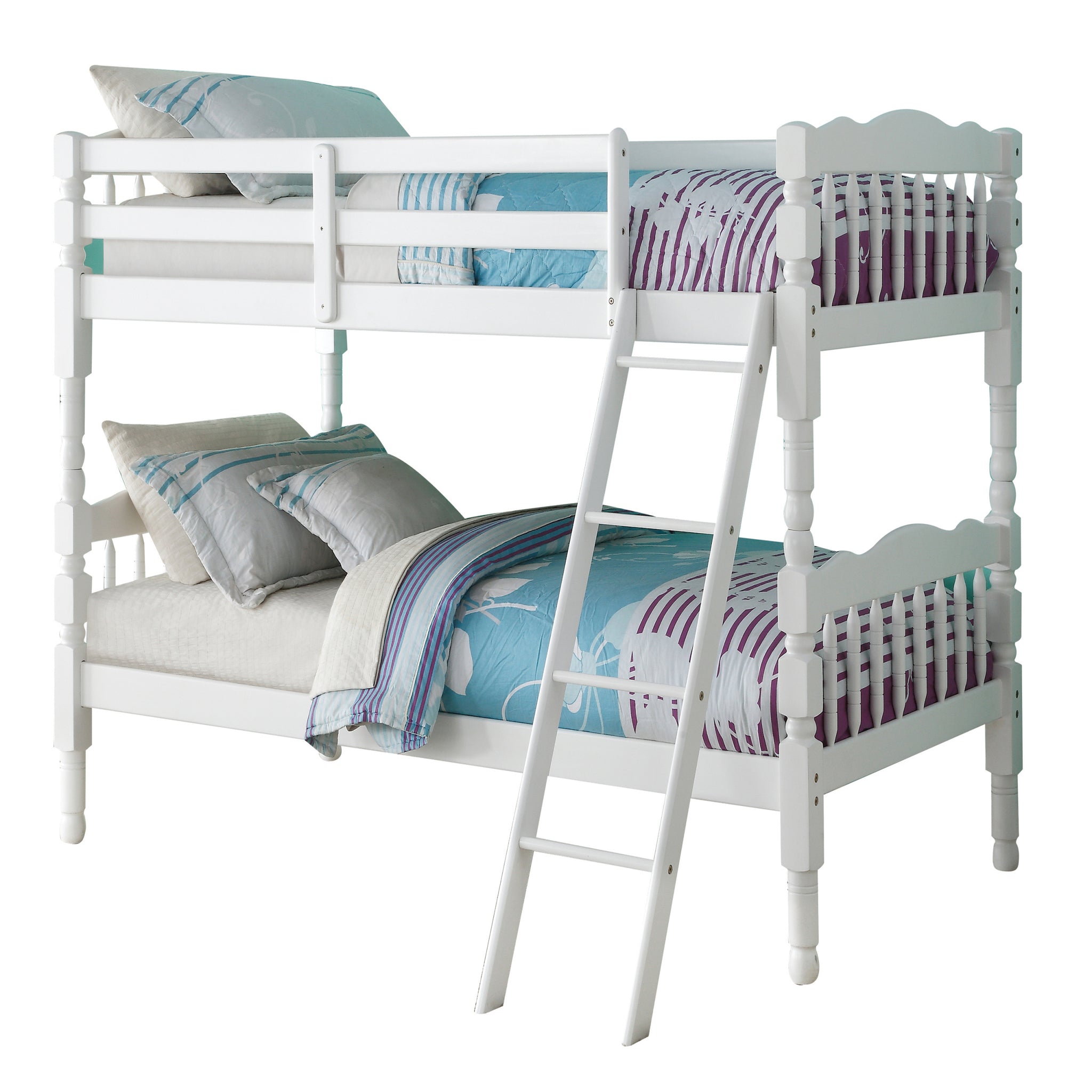 White Twin Over Twin Bunk Bed White White Bedroom Wood