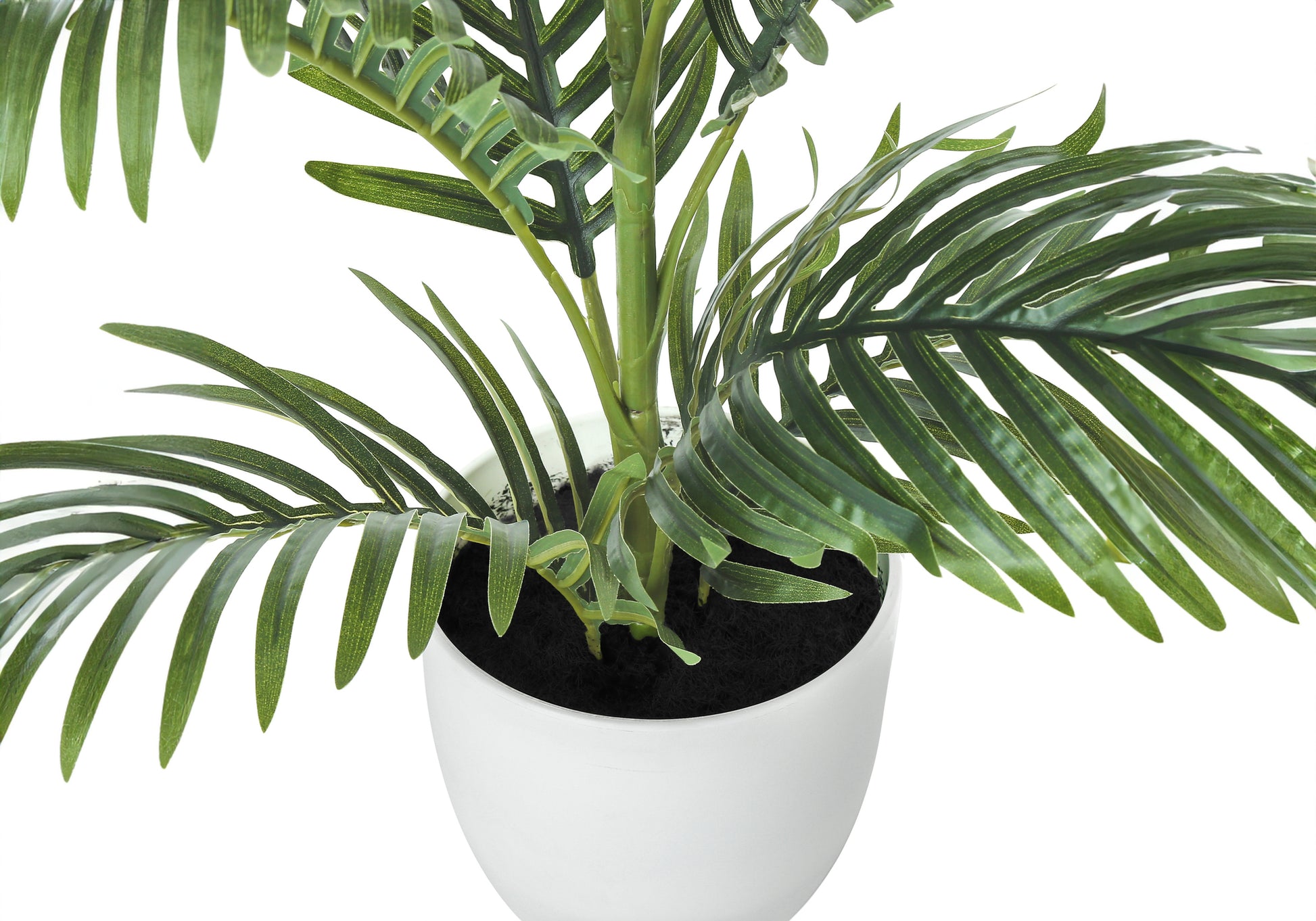 Artificial Plant, 28" Tall, Palm Tree, Indoor, Faux, Fake, Floor, Greenery, Potted, Real Touch, Decorative, Green Leaves, White Pot Green Foam Plastic