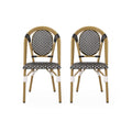 French Bistro Chair White Black Rattan