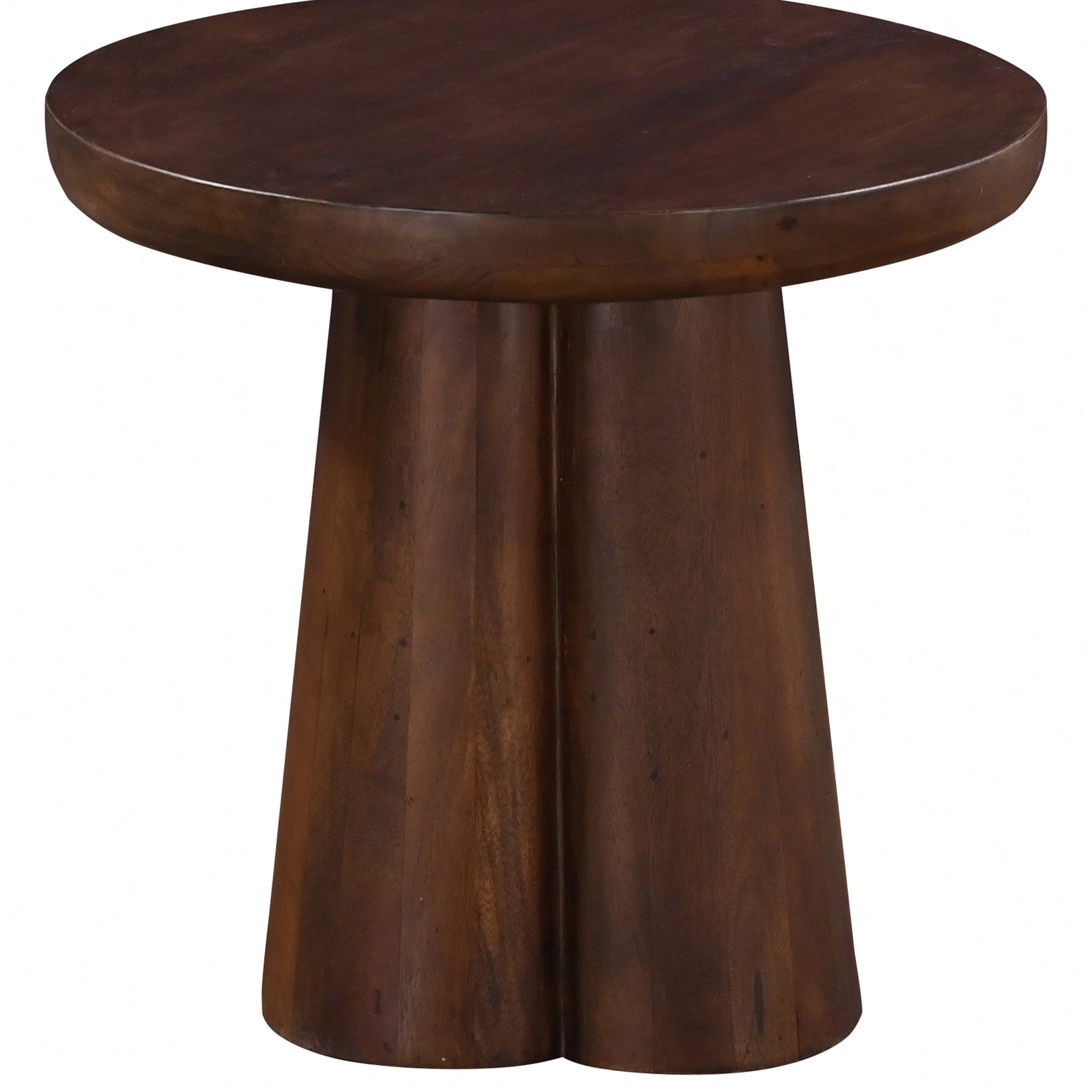 20 In. Solid Wood Round Pedestal Side End Table, Stylish Living Room Accent Table, Dark Brown Brown Brown Primary Living Space Contemporary Freestanding Mango Round Coffee & End Tables Round Solid Wood Pedestal