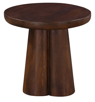 20 In. Solid Wood Round Pedestal Side End Table, Stylish Living Room Accent Table, Dark Brown Brown Brown Primary Living Space Contemporary Freestanding Mango Round Coffee & End Tables Round Solid Wood Pedestal