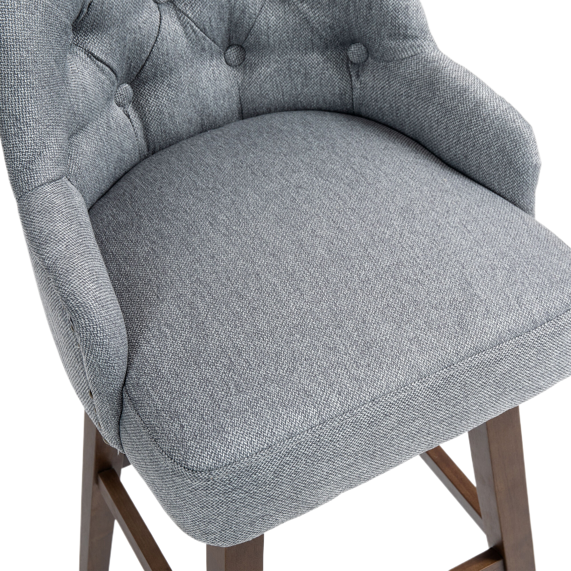 Coolmore Bar Stools Set Of 2 Counter Height Chairs With Footrest For Kitchen, Dining Room And 360 Degree Solid Wood Legs Swivel Bar Stools Set Of 2 Gray Linen Gray Foam Linen
