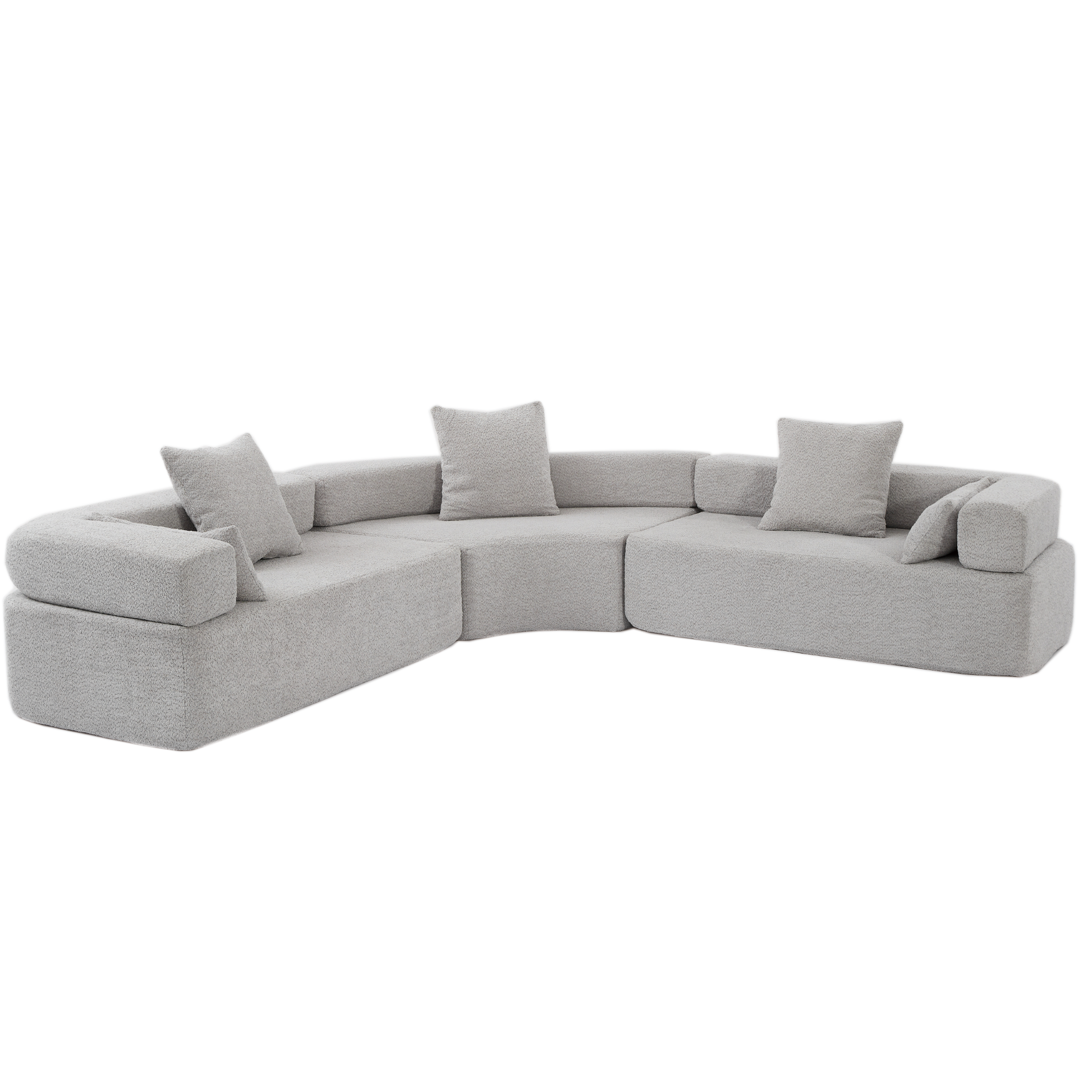 Arrived Oversized Combination Sofa,Curved Sofa,Upholstered 4 Seater Couch For Living Room, Modern Modular 3 Piece Free Combination, Semicircular Modular Sofaboucle, Gray Gray Polyester Primary Living Space Soft Tight Back Modern Square Arms Foam