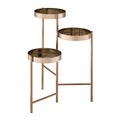 Gold Plant Stand With 3 Open Storage Compartment Gold Modern Metal