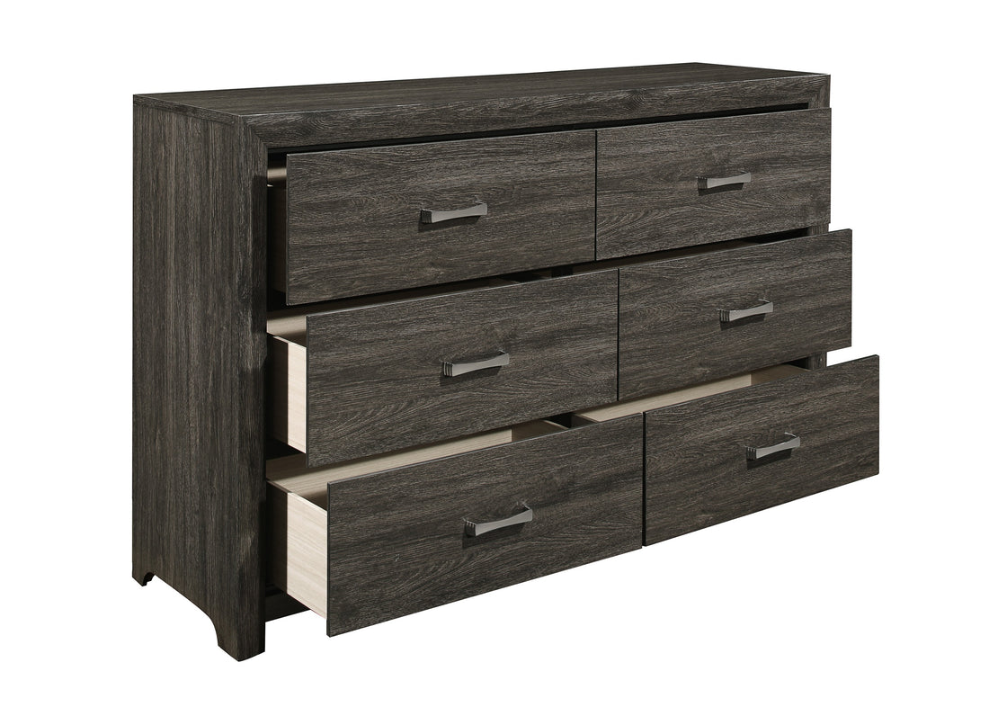 Dark Gray Finish 1Pc Dresser Of 6X Drawers Chrome Tone Handles Contemporary Design Bedroom Furniture Dark Gray Bedroom Contemporary Wood