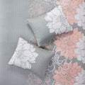 6 Piece Printed Cotton Quilt Set With Throw Pillows Grey Peach King Cal King King Grey Peach Polyester