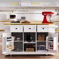 K&K 53Inch Large Kitchen Island With Drop Leaf, Power Outlet, Door Internal Storage Rack, Rolling Kitchen Cart On 5 Wheels With 5 Open Side Racks For Kitchen, Dining Room,White Not Include Bar