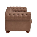 Classic Chesterfield Sofa Chair For Living Room Brown Faux Leather Brown Foam Technical Leather 1 Seat