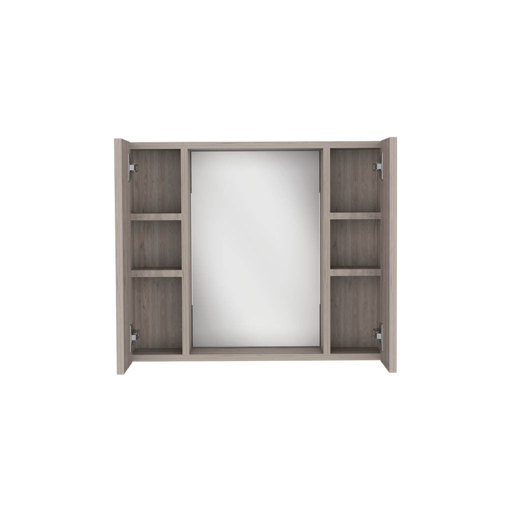 Medicine Double Door Cabinet 19" H, One External Shelf, Light Gray Gray Particle Board Particle Board