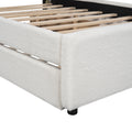 Full Size Upholstered Platform Bed With Multi Functional Headboard, Trundle And 2 Drawers, White Box Spring Not Required Full White Wood Bedroom Upholstered