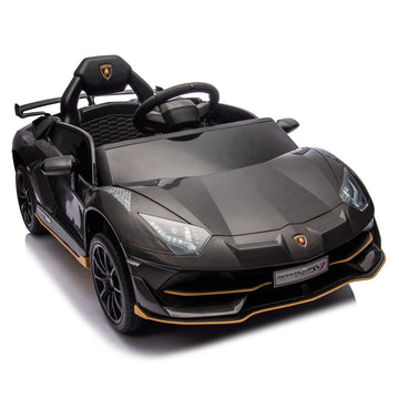 12V Kids Ride On Car W Parents Remote Control,Licensed Lamborghini Aventador Xago,Hydraulic Pressure Door,Slow Start,Early Education,Bluetooth,Adjustable Volume,Mp3,Usb,Led Lights For Kids Aged 2 4. Black 50 99 Lbs Polypropylene