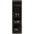 Kava Bar Cabinet, Concealable Serving Tray, Sixteen Built In Wine Rack, One Shelf, Double Door Espresso Brown Primary Living Space Modern Particle Board Particle Board