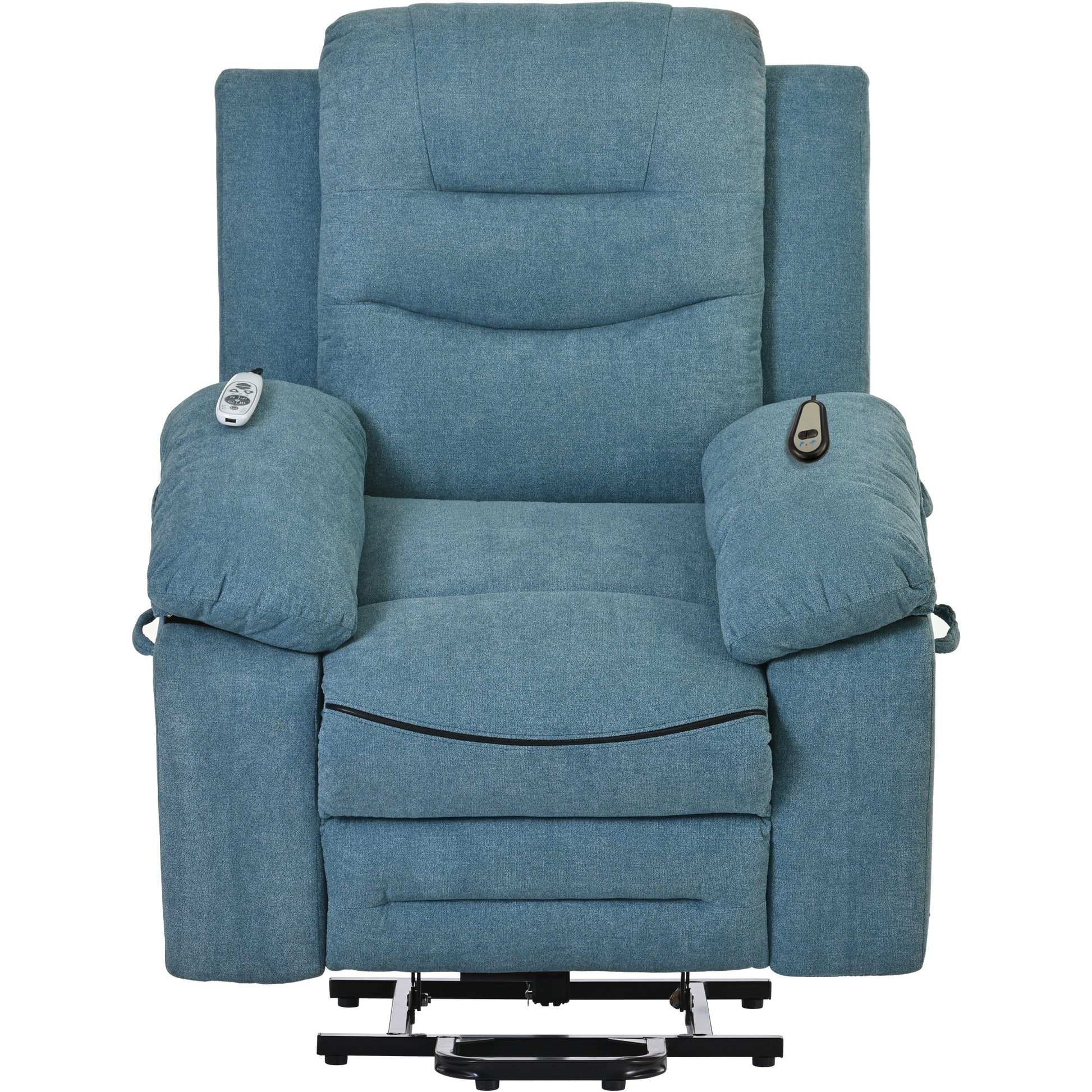 Massage Recliner,Power Lift Chair For Elderly With Adjustable Massage And Heating Function,Recliner Chair With Infinite Position And Side Pocket For Living Room ,Blue Blue Foam Linen