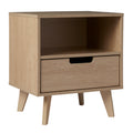 Modern 1 Drawer Nightstand With Open Cubby Riviera Brown Mdf Mdf