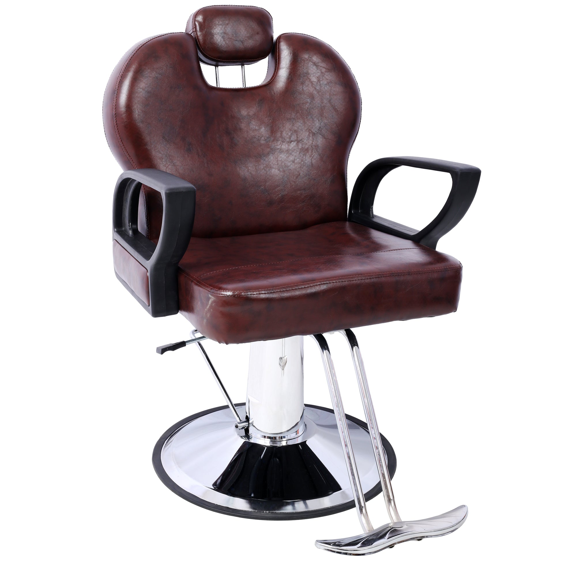 Hair Stylist All Purpose Barber Chair For Barbershop Salon Chair,Heavy Duty Hydraulic Barber Chair Spa Furniture Shampoo Reclining Extra Wider Seat Beauty Hair Salon Equipment ,Brown Brown Pu