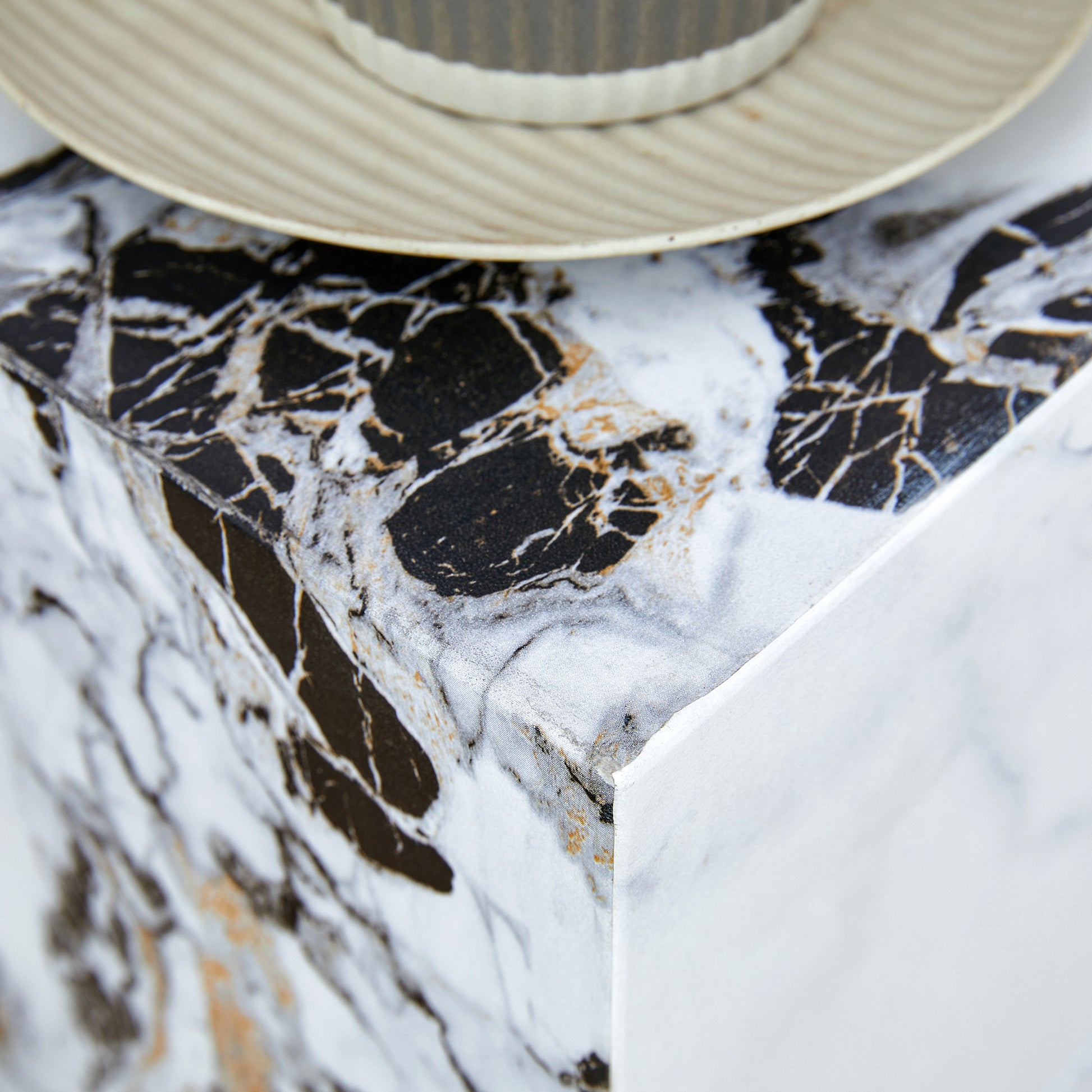 Compact Mdf Coffee Table: 11.81X11.81X19.69 Inches, Stylish Texture Design White Mdf