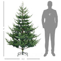 Homcom 6 Foot Artificial Christmas Tree, Pine Hinged Xmas Tree With 795 Realistic Branches, Steel Base, Auto Open, Green Green Plastic