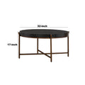 Sylvie Brushed Oak And Metal Round Coffee Table Grey Black Wood Metal