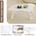 Modern Minimalist White Imitation Marble Tabletop Coffee Table. Solid Wood Spray Painted Desk Legs, Cloud Shape To Give You A Experience, Computer Desk. Suitable For Dining And Living Rooms. White Mdf