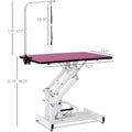 42.5Inch Hydraulic Pet Grooming Table Pink Color White Pink Mdf Steel