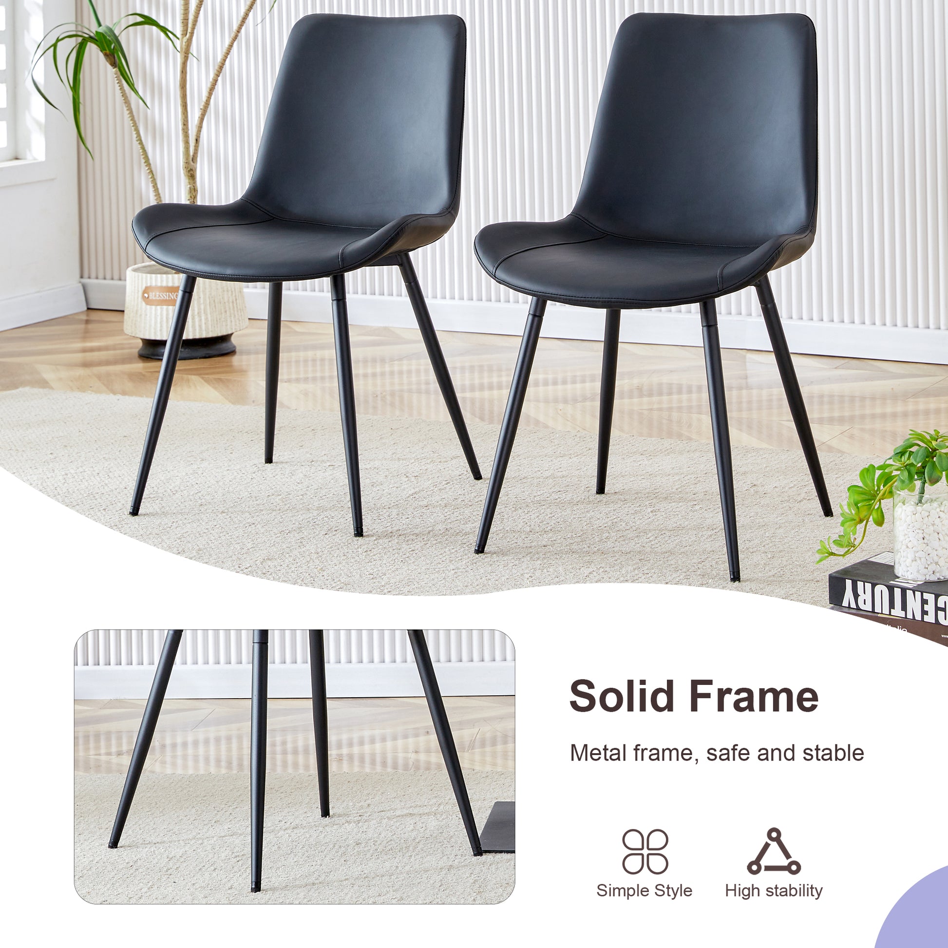 Table And Chair Set.Modern Extendable Mdf Dining Table.The Table Has A Telescopic Design, Suitable For Gatherings Of Different Size.Paired With 4 Chairs With Pu Cushions And Black Metal Legs. Black,White Seats 4 Mdf Metal