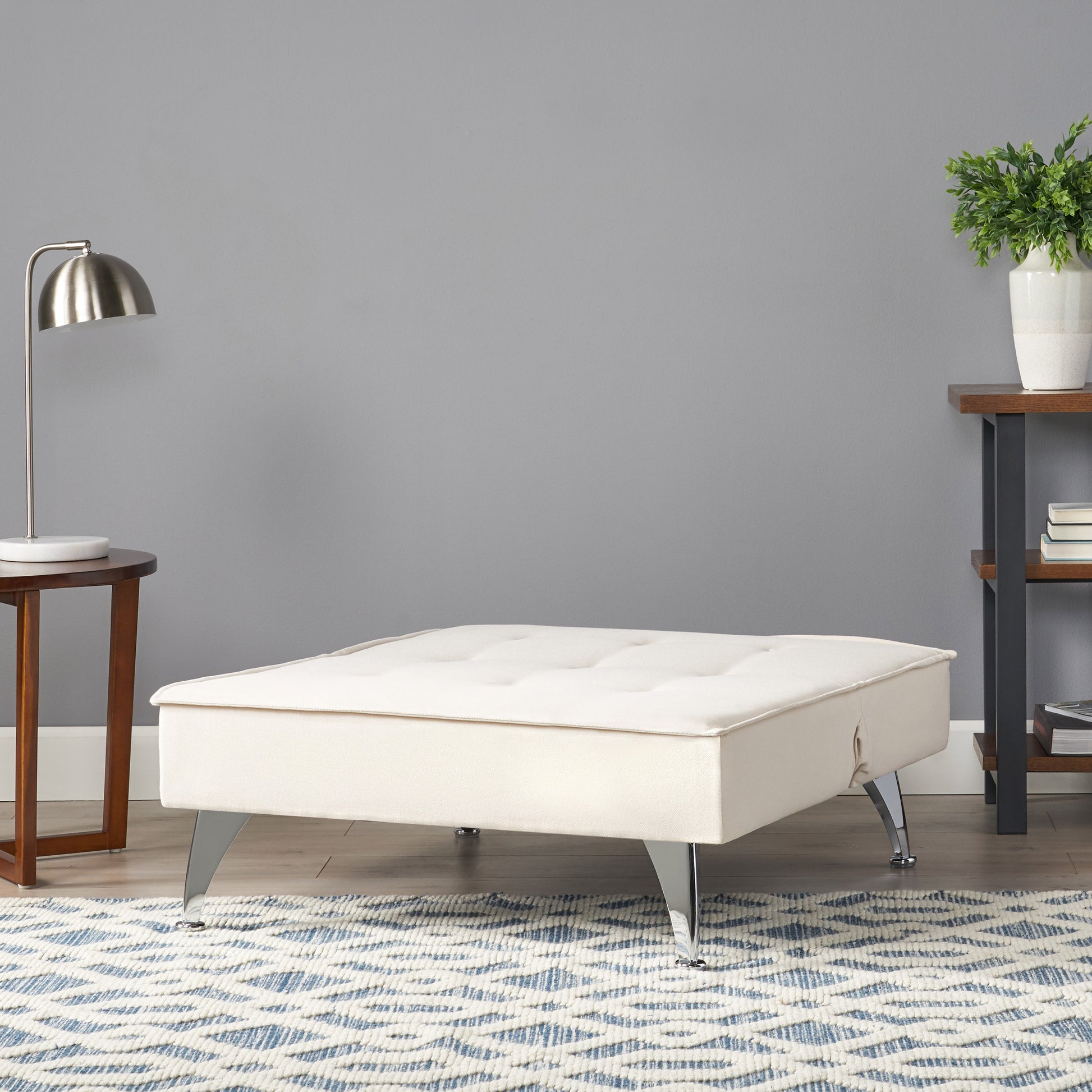 Ottoman Chair Ivory Fabric