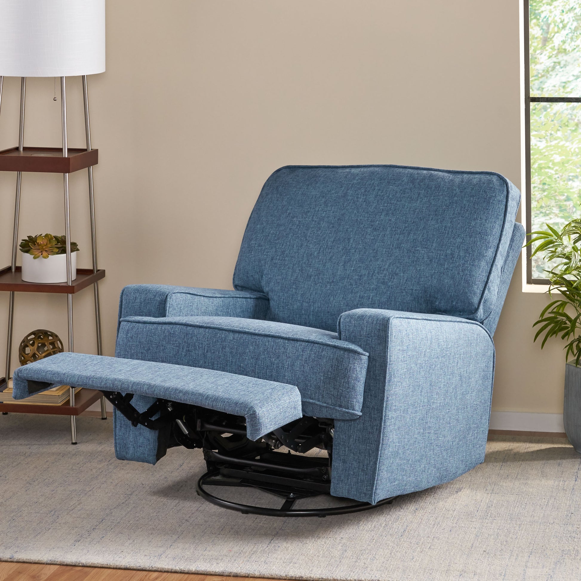 36" Wide Manual Standard Recliner Navy Blue Fabric