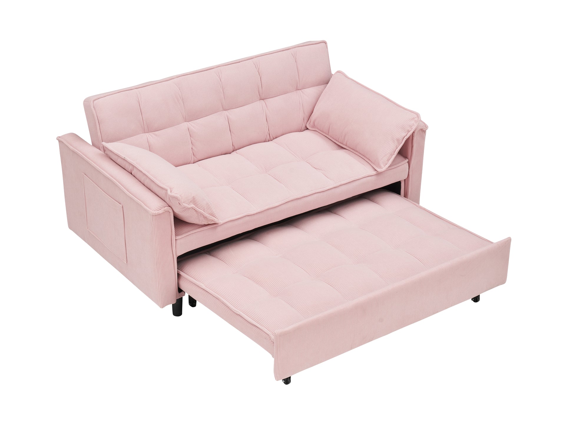 Folding Sofa Bed With Adjustable Back Access To Sofa Recliner Single Bed Adult Modern Chair Bed ,Pink Pink Corduroy 2 Seat