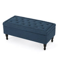 Hyatt Storage Ottoman Navy Blue Fabric