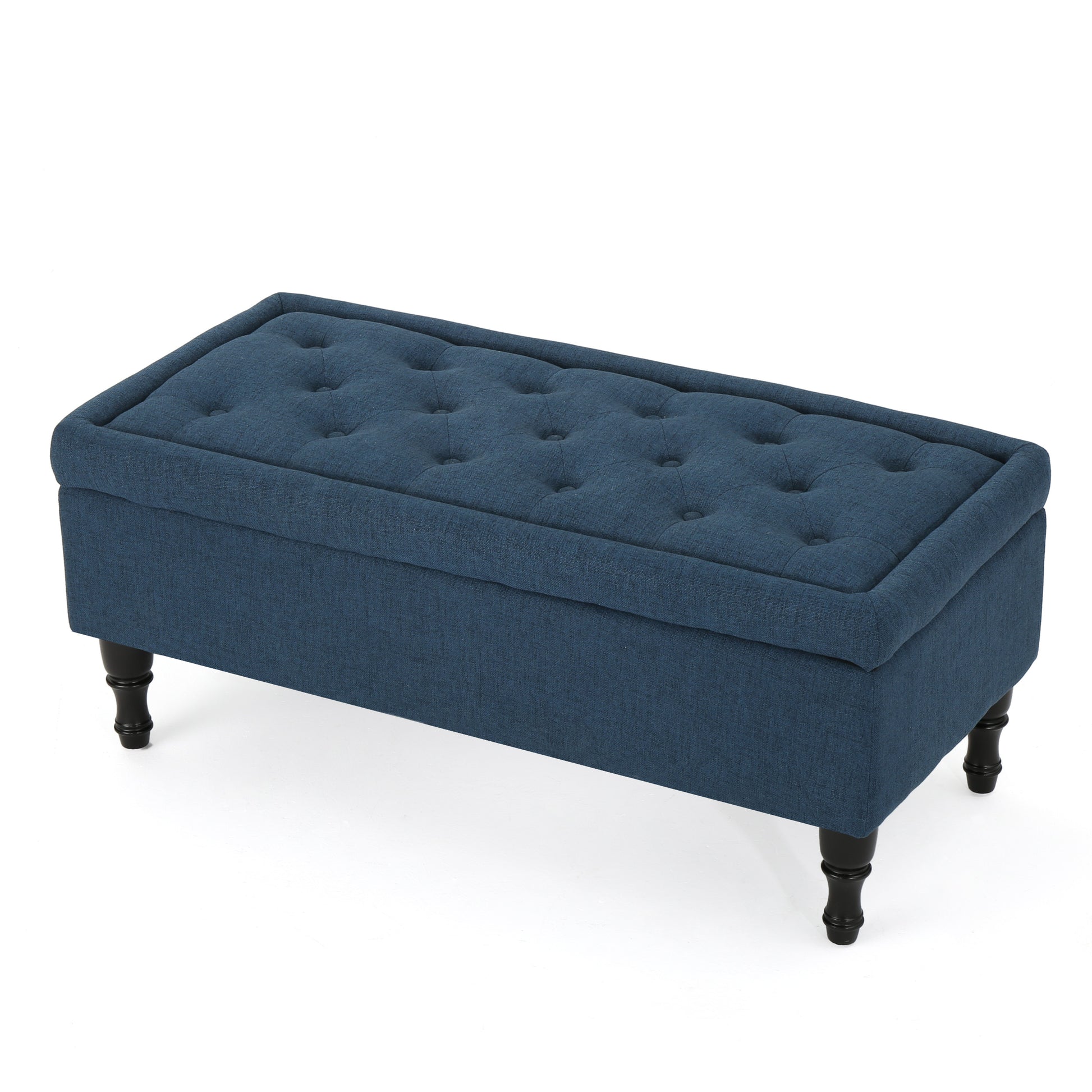 Hyatt Storage Ottoman Navy Blue Fabric