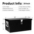 20 Inch Black Aluminum Tool Long Box Tread Flat Box For Truck Car Outdoor Trailer Pickup Underbody Rv Atv Storage Tools Organizer With Lock Side Handle And Ke 20.1