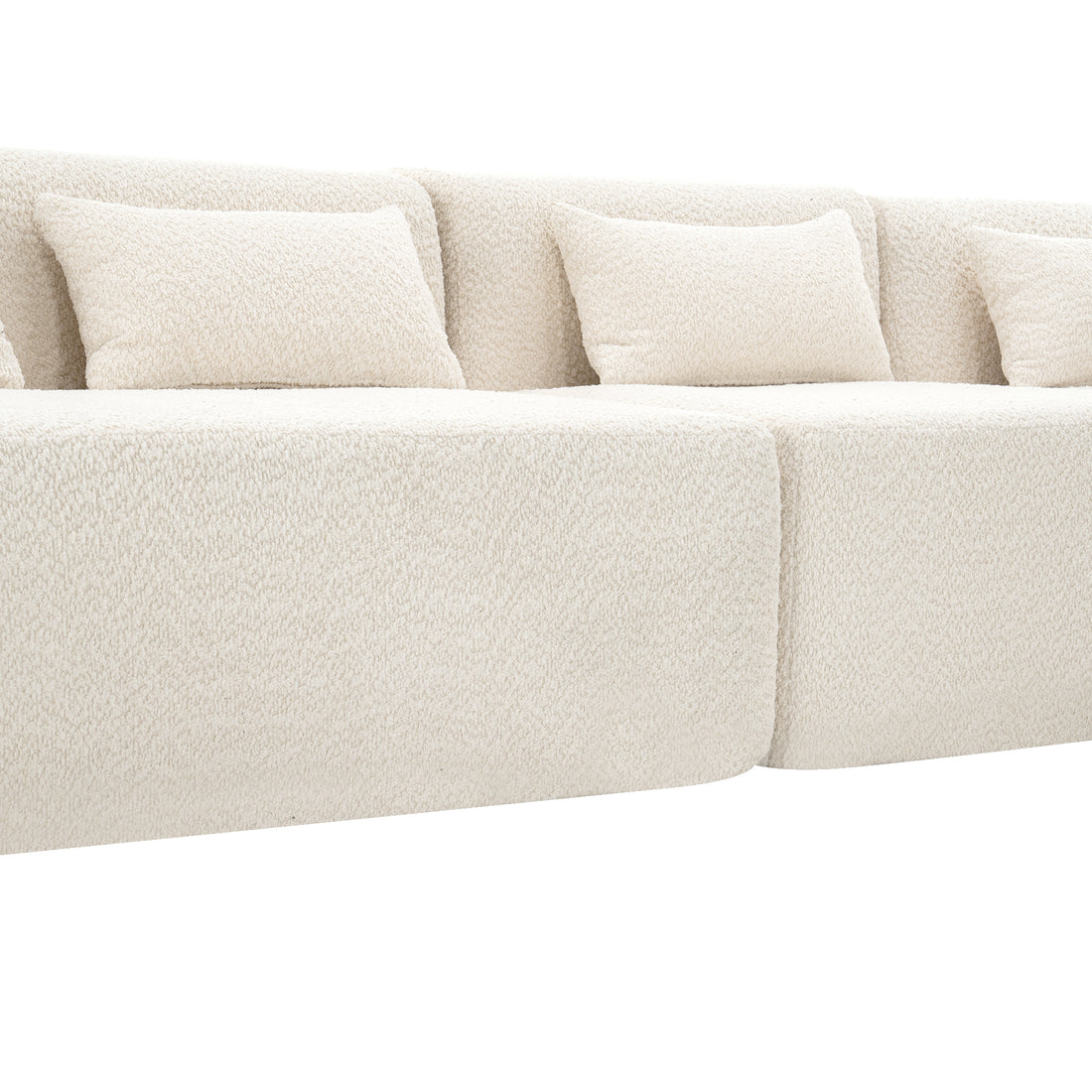 143.7" Upholstered Sofa Free Combined Sofa Couch With Two Chaise Lounge And Five Back Pillows For Living Room, Beige Beige Foam Polyester 5 Seat