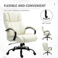 Vinsetto 500Lbs Big And Tall Office Chair With Wide Seat, Executive Computer Chair With Adjustable Height, Swivel Wheels And Linen Finish, Cream White Cream White Linen