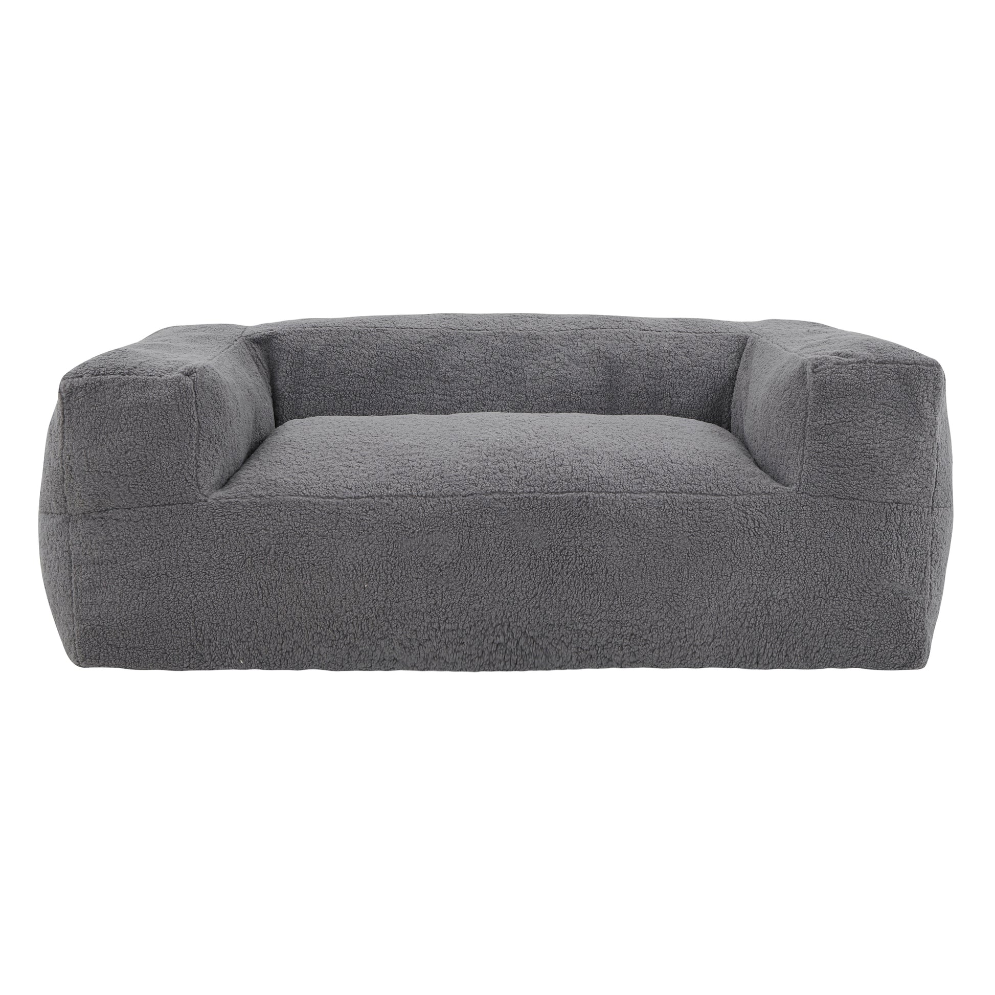 71" Large Memory Foam Bean Bag Sofa With Armrest, Living Room Plush Lounger Chair For Kids, Teen, And Adults, Gray Gray Polyester Primary Living Space Soft Contemporary Square Arms Memory Foam Polyester