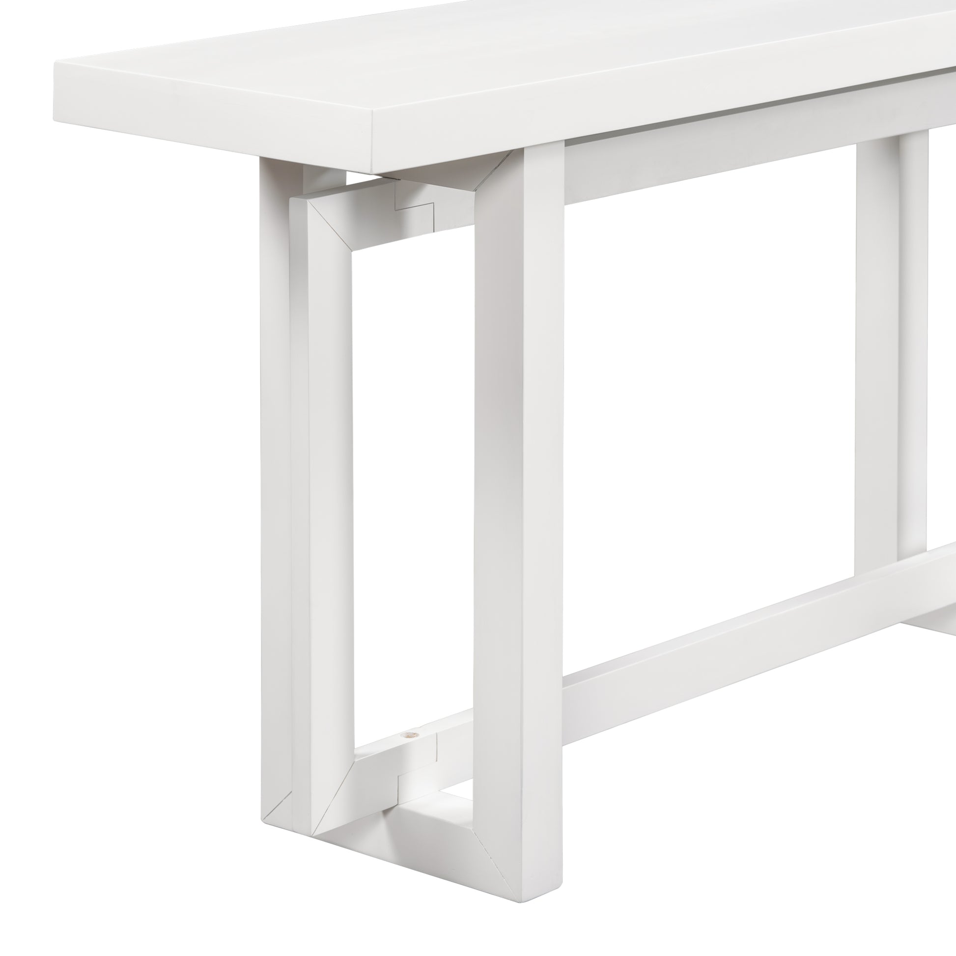 Contemporary Console Table With Wood Top, Extra Long Entryway Table For Entryway, Hallway, Living Room, Foyer, Corridor White Solid Wood Mdf