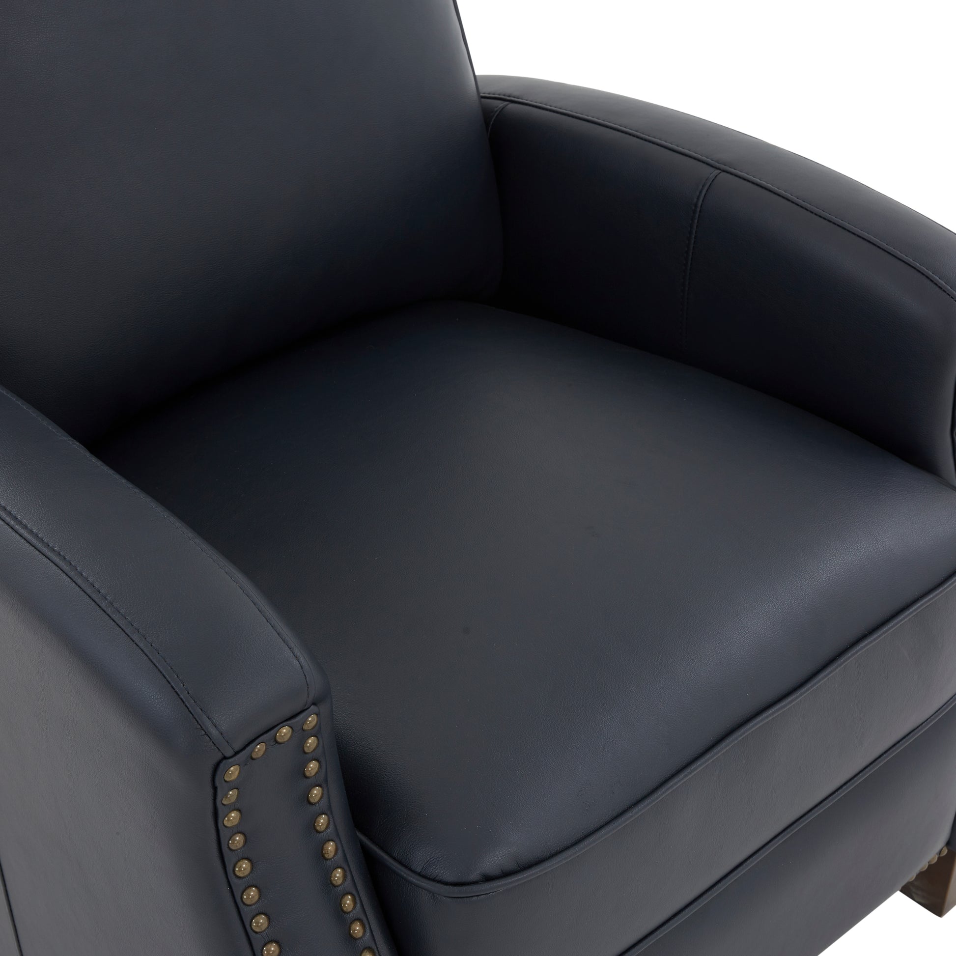 Jack Midnight Blue Faux Leather Push Back Recliner Blue Foam Faux Leather