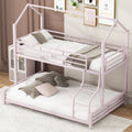 Metal House Bunk Bed, Twin Over Full, Pink Full Pink Metal