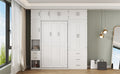 Twin Size Murphy Bed With Lockers And Wardrobes, With Installation Video, White Box Spring Not Required Twin White Murphy Solid Wood Mdf