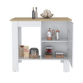 Atenea Kitchen Island, Single Door Cabinet, Shelf White Macadamia White Particle Board