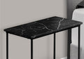 Accent Table, Side, End, Narrow, Small, 2 Tier, Living Room, Bedroom, Black Marble Look Laminate, Black Metal, Contemporary, Modern Black Mdf