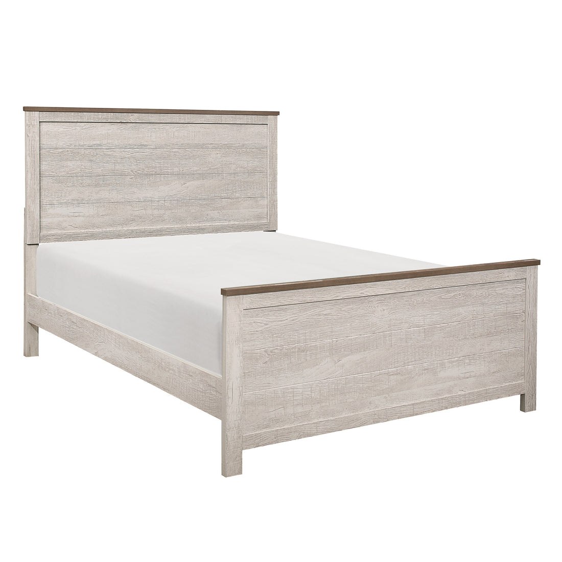 Transitional Rustic Style 1Pc Panel Bed Queen Size Two Tone Antique White And Brown Finish Wooden Classic Bedroom Furniture Box Spring Required Queen Antique White,Brown Wood Bedroom Classic,Rustic,Transitional Panel Wood