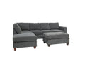 Living Room Furniture Charcoal Chenille Sectional W Ottoman Linen Like Fabric Sofa Reversible L R Chaise Ottoman 3Pc Sectional Sofa Charcoal Chenille Wood Primary Living Space Cushion Back