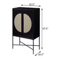 Black 2 Door Wine Cabinet With Rattan Insert Black Kitchen Modern Wood Metal