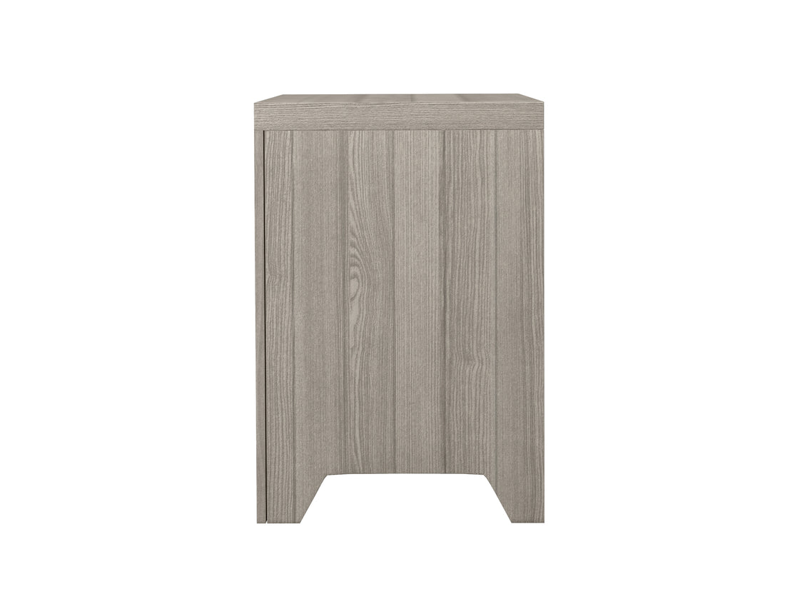 2 Drawer Nightstand Light Gray Solid Wood Mdf