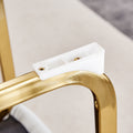 Table And Chair Set, The Table Is Equipped With A Marble Patterned Mdf Tabletop And Gold Table Legs.The Chair Is Equipped With Pu Synthetic Leather High Back Cushion And Gold Coated Metal Legs. Grey Gold Seats 4 Mdf Metal