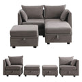 Modular Couches And Sofas Sectional With Storage Sectional Sofa U Shaped Sectional Couch With Reversible Chaises, Grey Gray Wood Soft Heavy Duty Linen 4 Seat