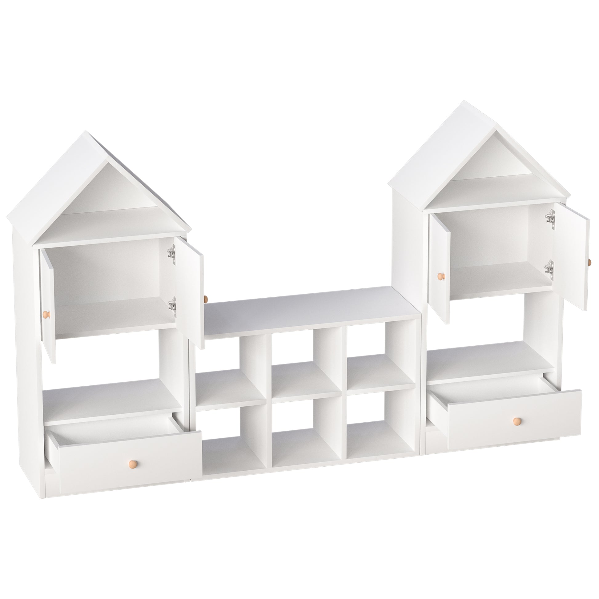 Versatile Children'S Bookshelf With House Shaped Design, Multi Functional Storage For Books And Toys, Adjustable Placement, Durable Kids Organizer For Playroom Or Bedroom Easy Assembly & Safe For