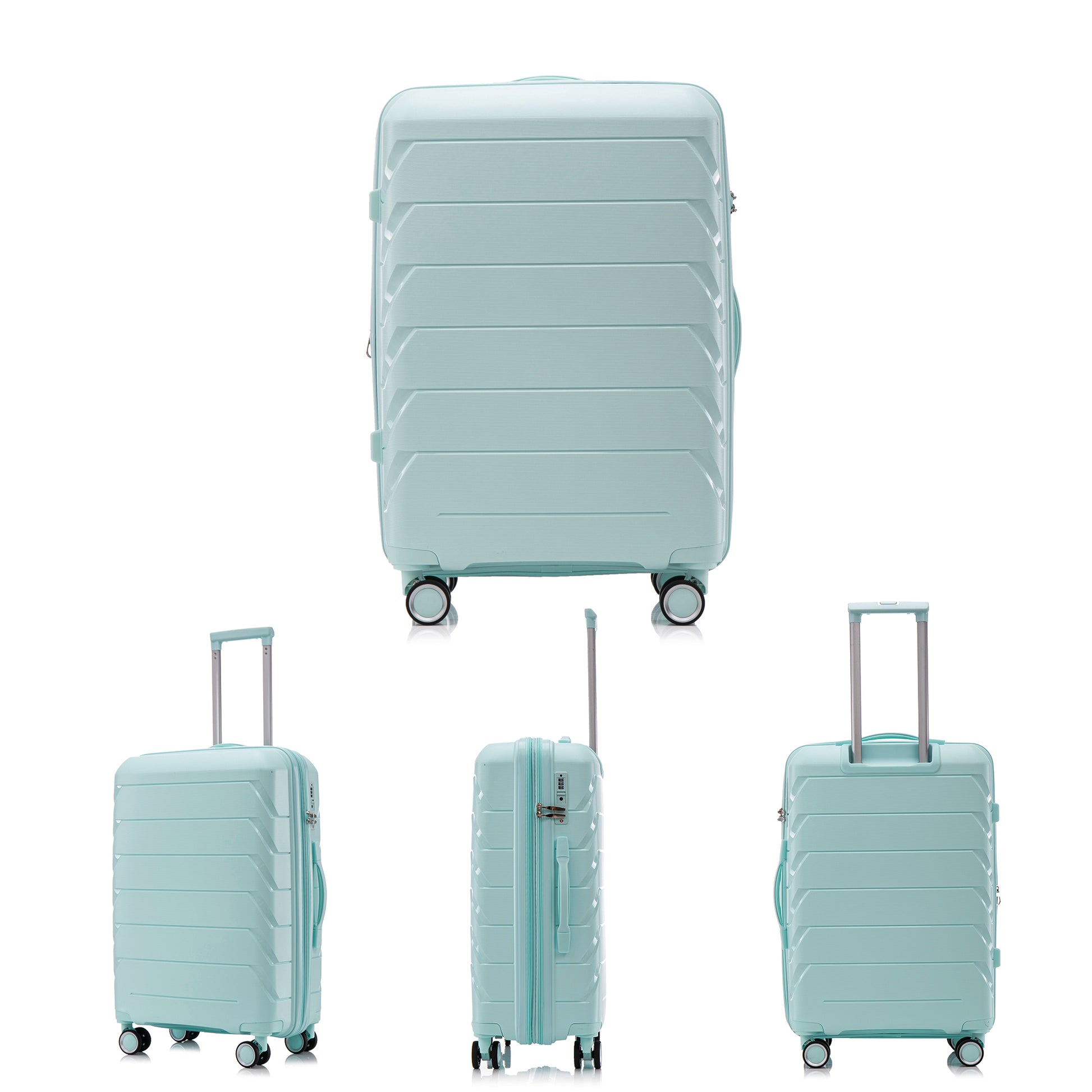 Pp Luggage Sets 3 Piece 20 24 28 , Expandable Carry On Luggage With Tsa Lock Airline Approved, Pp Materials Hard Shell And Lightweight Suitcase With Spinner Wheels Mint Green Mint Green