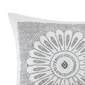 Cotton Embroidered Decorative Square Pillow Grey 20X20